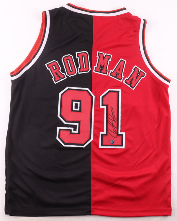 🏀 DENNIS RODMAN SIGNED CHICAGO BULLS #91 JERSEY