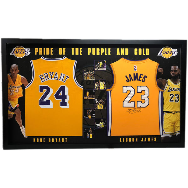 🏀 KOBE BRYANT &amp; LEBRON JAMES SIGNED LA LAKERS DUAL JERSEY DISPLAY