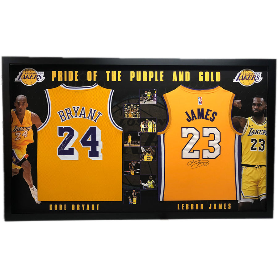 🏀 KOBE BRYANT &amp; LEBRON JAMES SIGNED LA LAKERS DUAL JERSEY DISPLAY